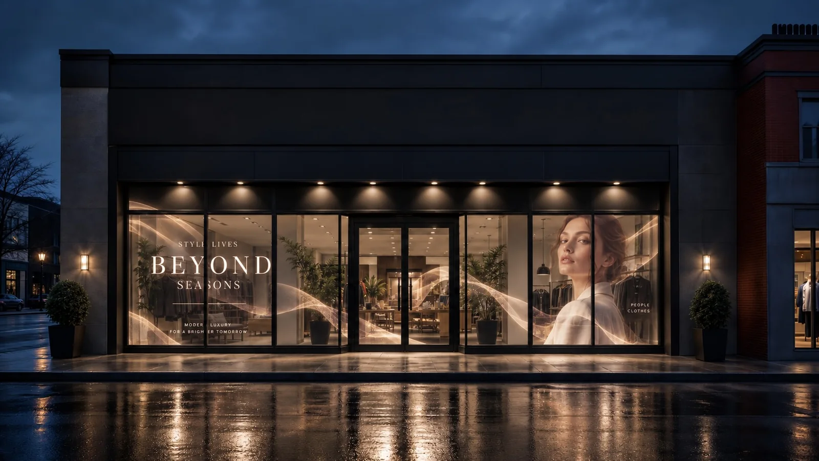 Storefront with the transparent display switched on