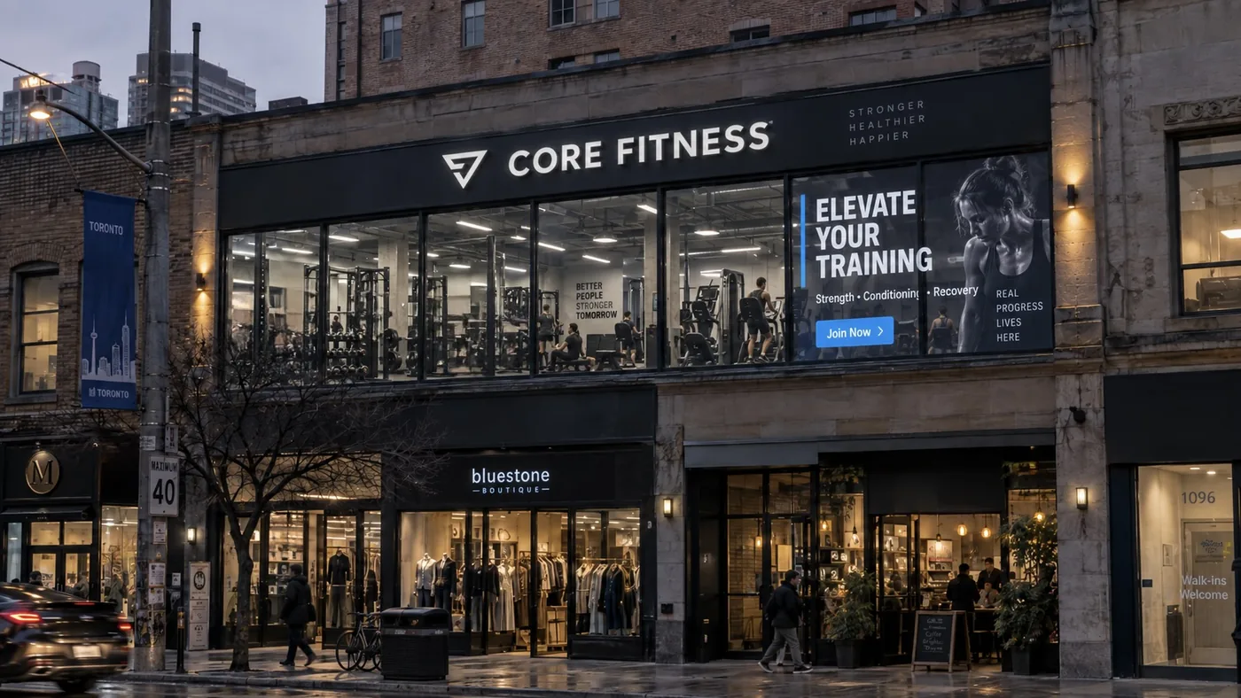 Fitness transparent LED storefront concept visualization
