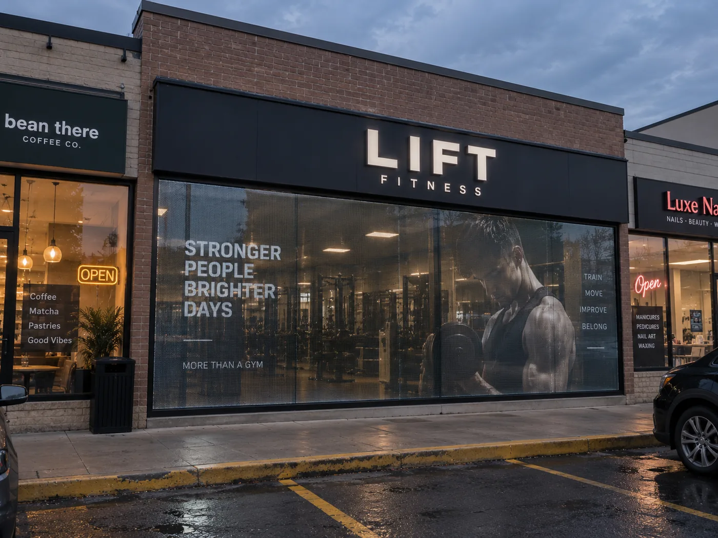 Fitness storefront concept visualization