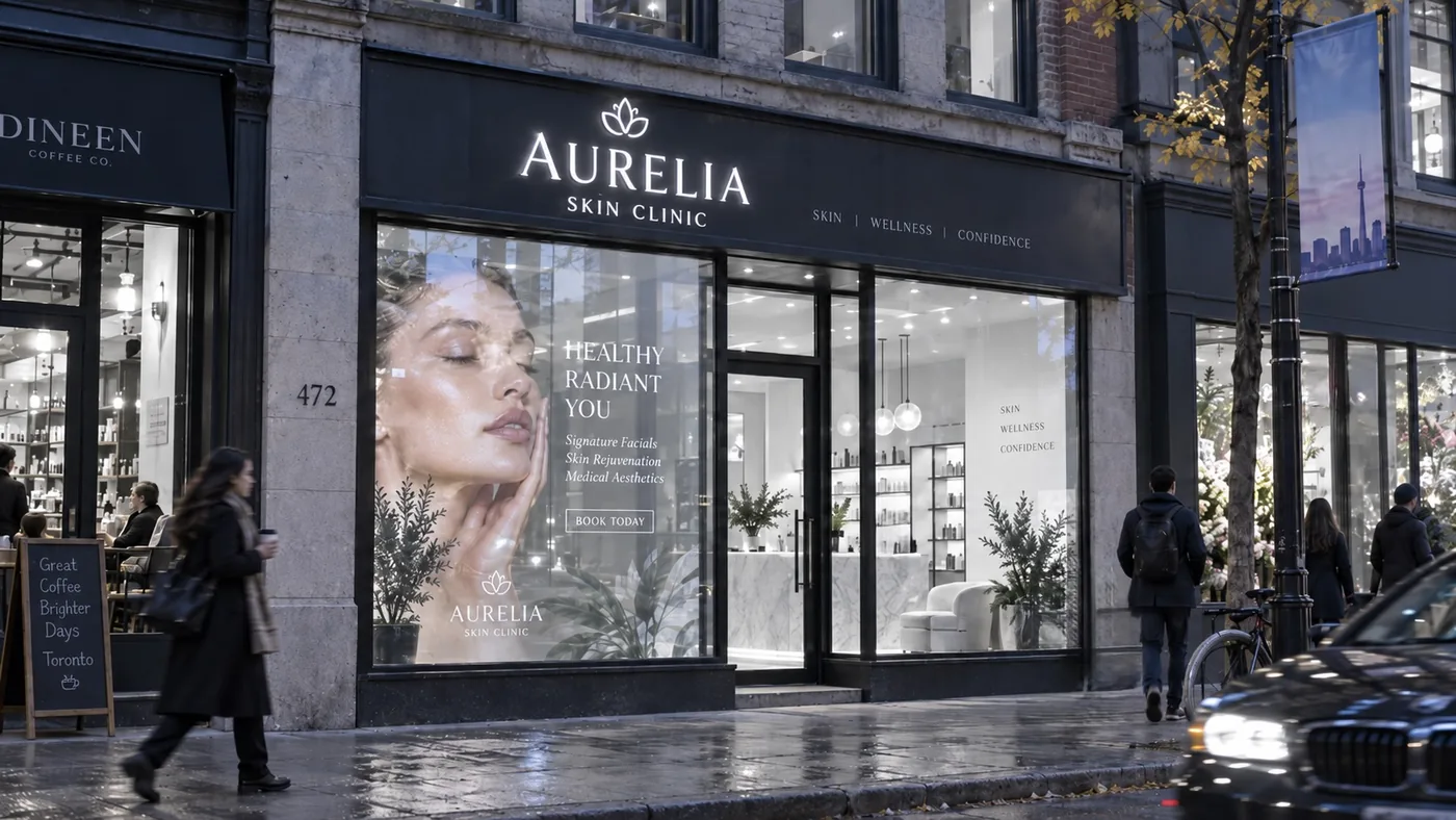 Med Spa transparent LED storefront concept visualization